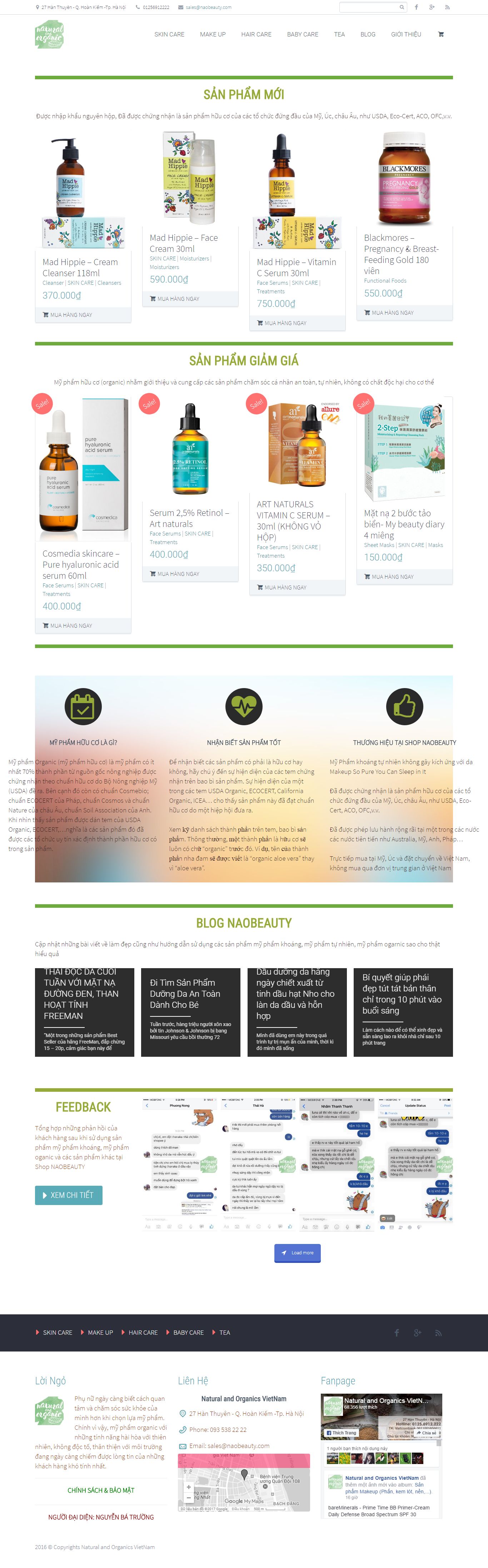 Thiết kế Web bán mỹ phẩm làm đẹp naobeauty.com